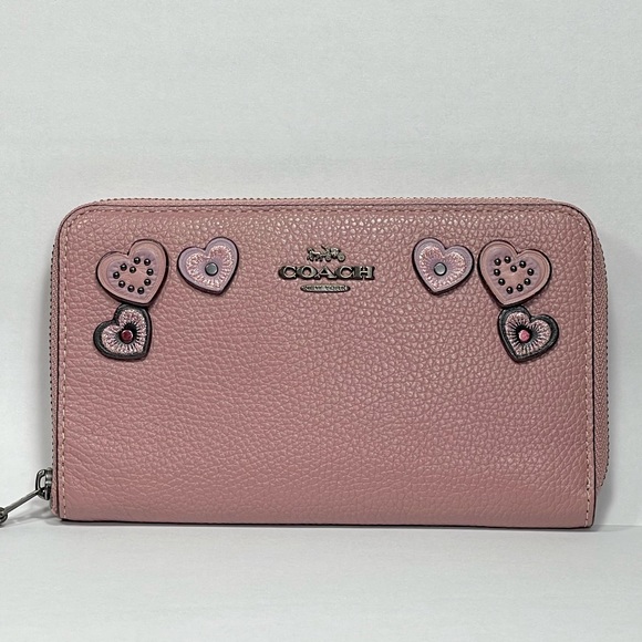 Coach Handbags - RARE COACH Medium Zip Around Wallet With Hearts